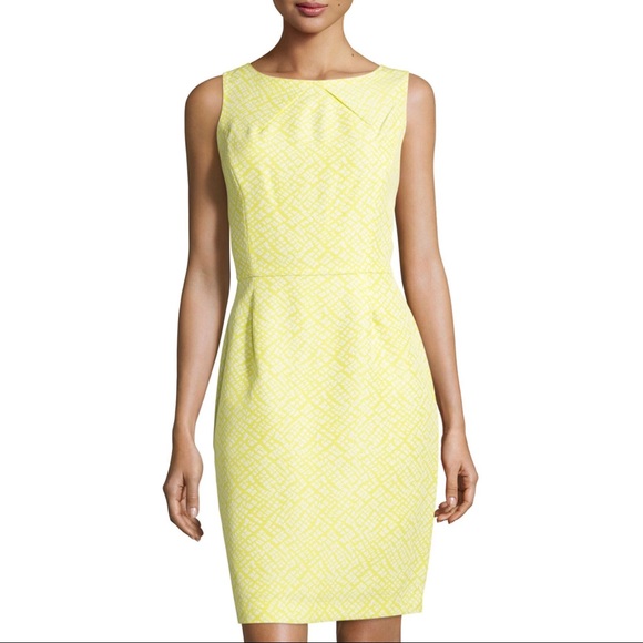 Tahari Sleeveless Two-Tone Jacquard Sheath Dress. - Picture 2 of 8